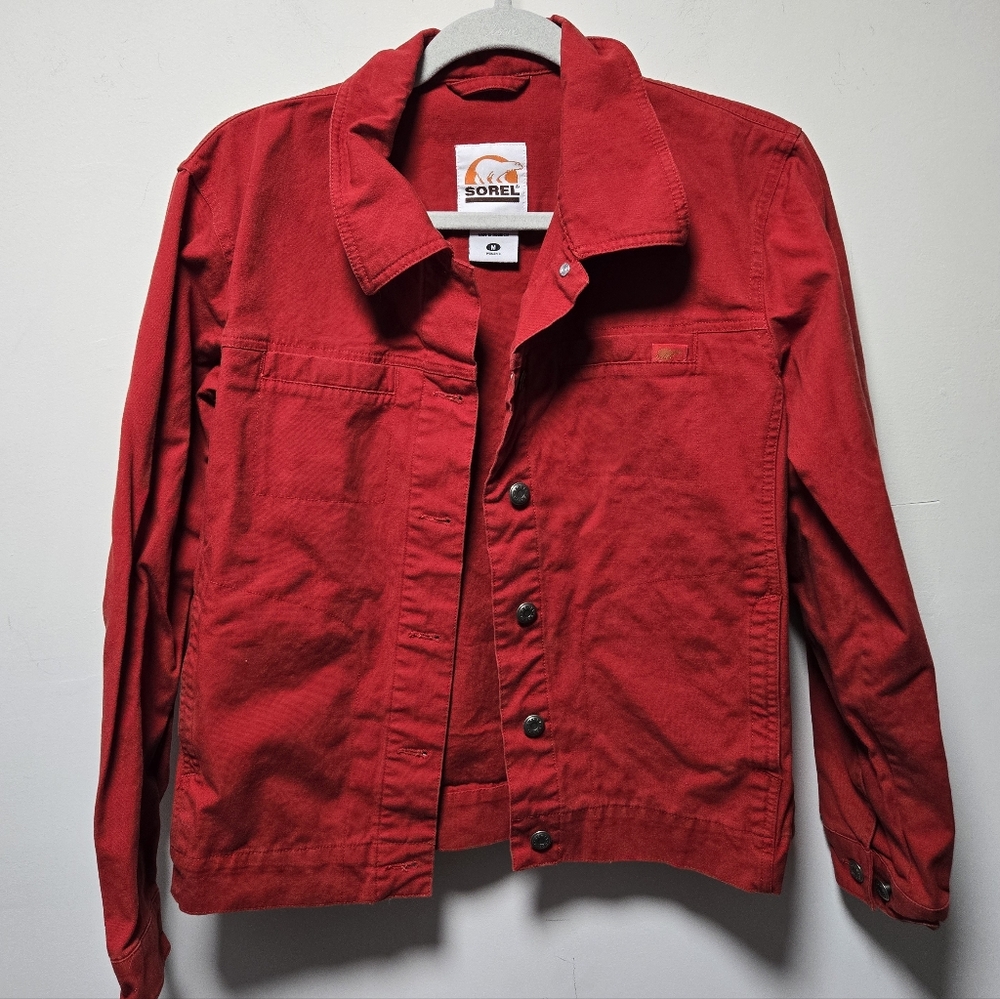 Vintage Sorel Spring Garden Jacket Size Medium Salsa Red Casual Cotton Blend
